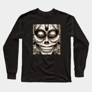 Black And White Sugar Skull 2 Muerto Long Sleeve T-Shirt